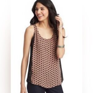 LOFT Black and Tan Polka Dot Tank Top